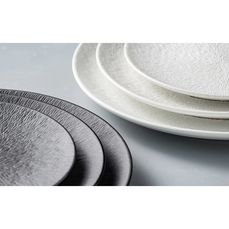 Nordic Black Ceramic Retro Steak Plate Frosted Restaurant Western Food Plates Plain Circular Shallow Dinner Plate Salad Plate - Image 5