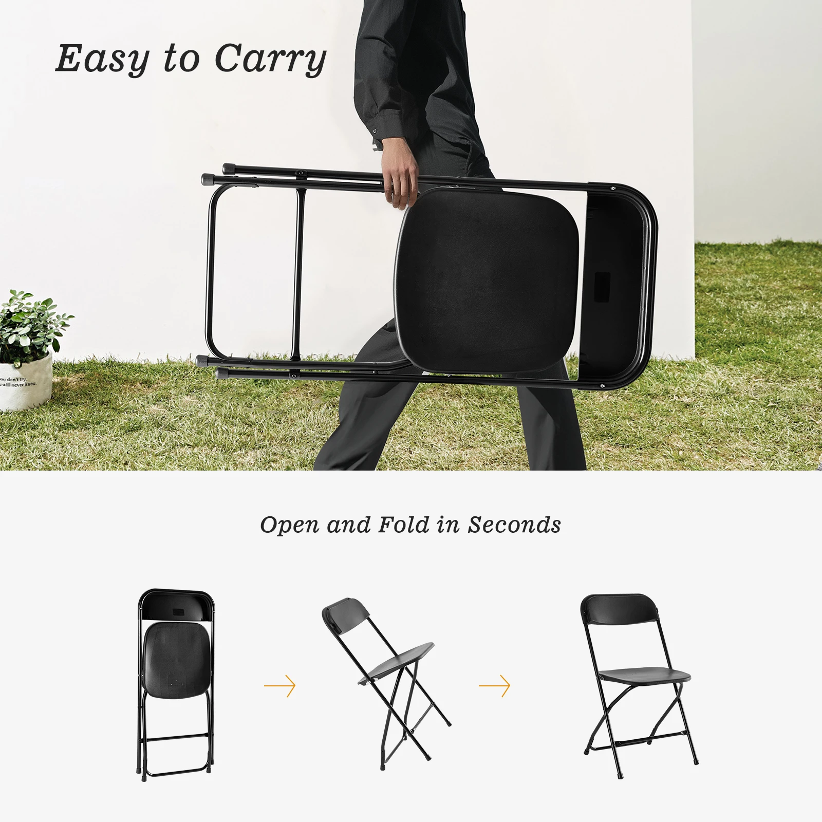 Plastic Folding Chair 4/6 Pack 330LB Load Capacity Living Room Dinner Chairs Lightweight Portable Indoor/Outdoor Home Office