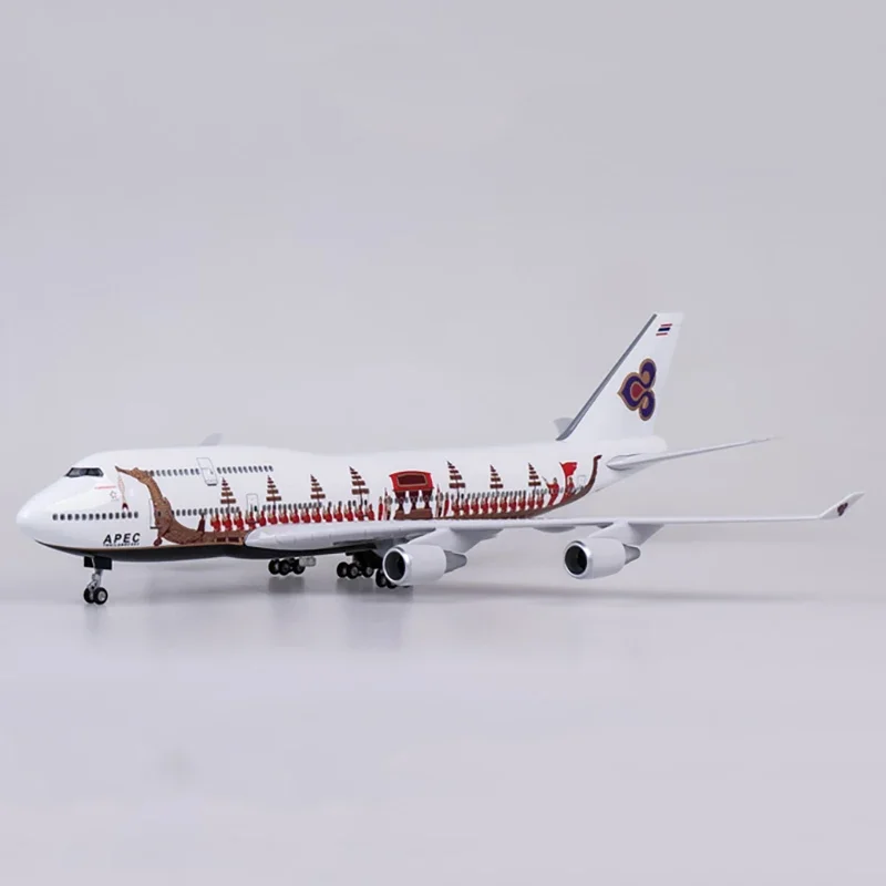 

47CM 1:150 Scale Airplane Model Toys Thai Airways Dragon B747 Diecast Resin Aircraft with Light Wheel Gifts Display Collection