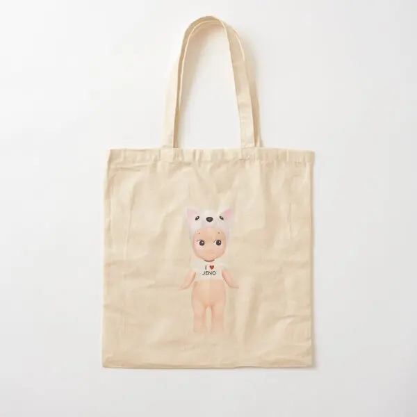 I Heart Jeno Sonny Angel Dog Cotton  Canvas Bag Tote Designer Handbag Shoulder Bag Foldable Ladies Travel Reusable Fashion