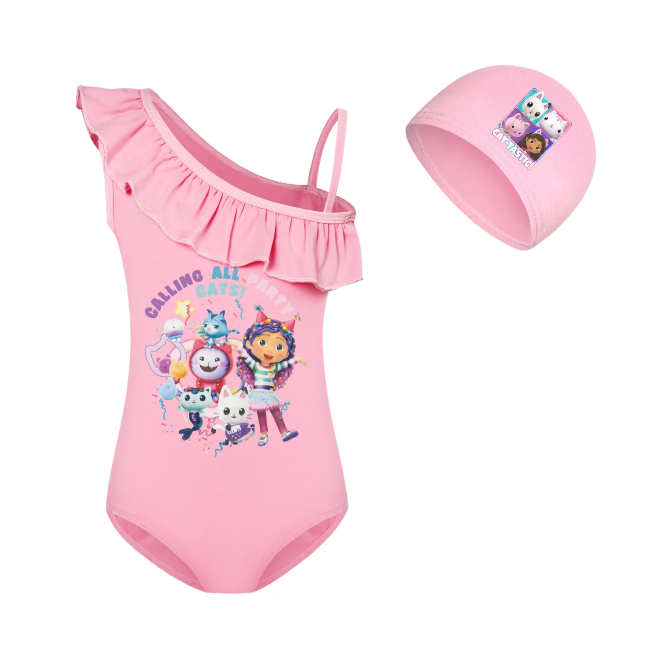 GABBY'S DOLL HOUSE Ropa para niños, traje de baño de una pieza para verano 2026, bikini para niñas pequeñas, traje de baño sin mangas con volantes para niños