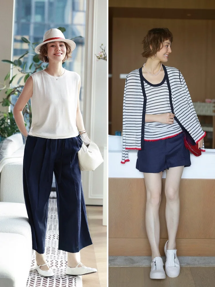 

Льняные повседневные брюки WinnieTang: дышащие, легкие, свободные, с эластичным поясом, высокой талией, в стиле юбка-брюки, женские, модные