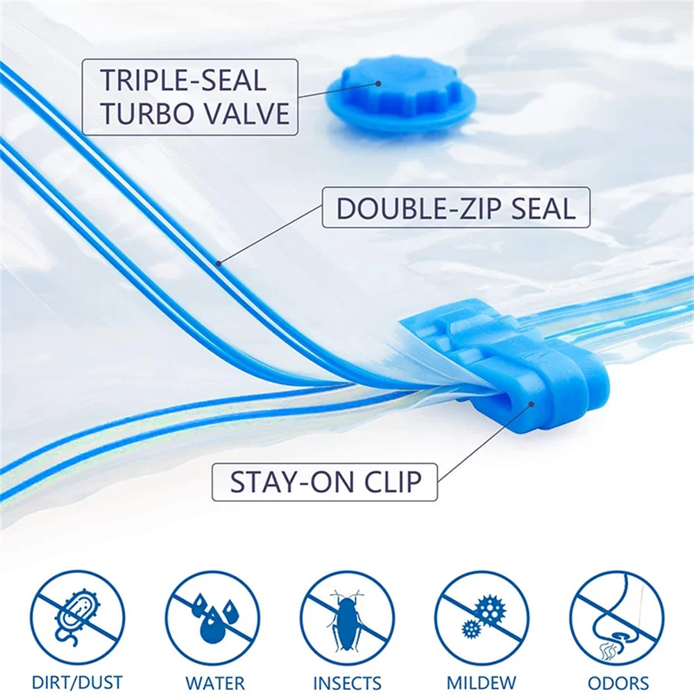 Sacchetti di stoccaggio sottovuoto più spazio salva compressione guarnizione da viaggio cerniera per vestiti cuscini biancheria da letto armadio Home Organizer