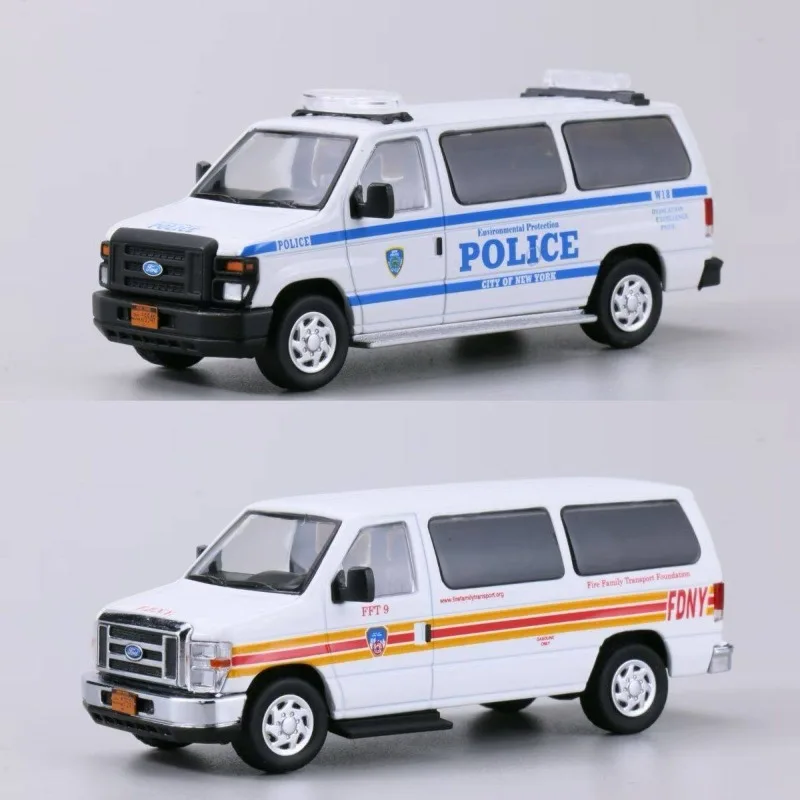 In stock1:64E350NewYork Fire Department Emergency Vehicle Painting Alloy simulation car model,boy toy gift,collection toy statue
