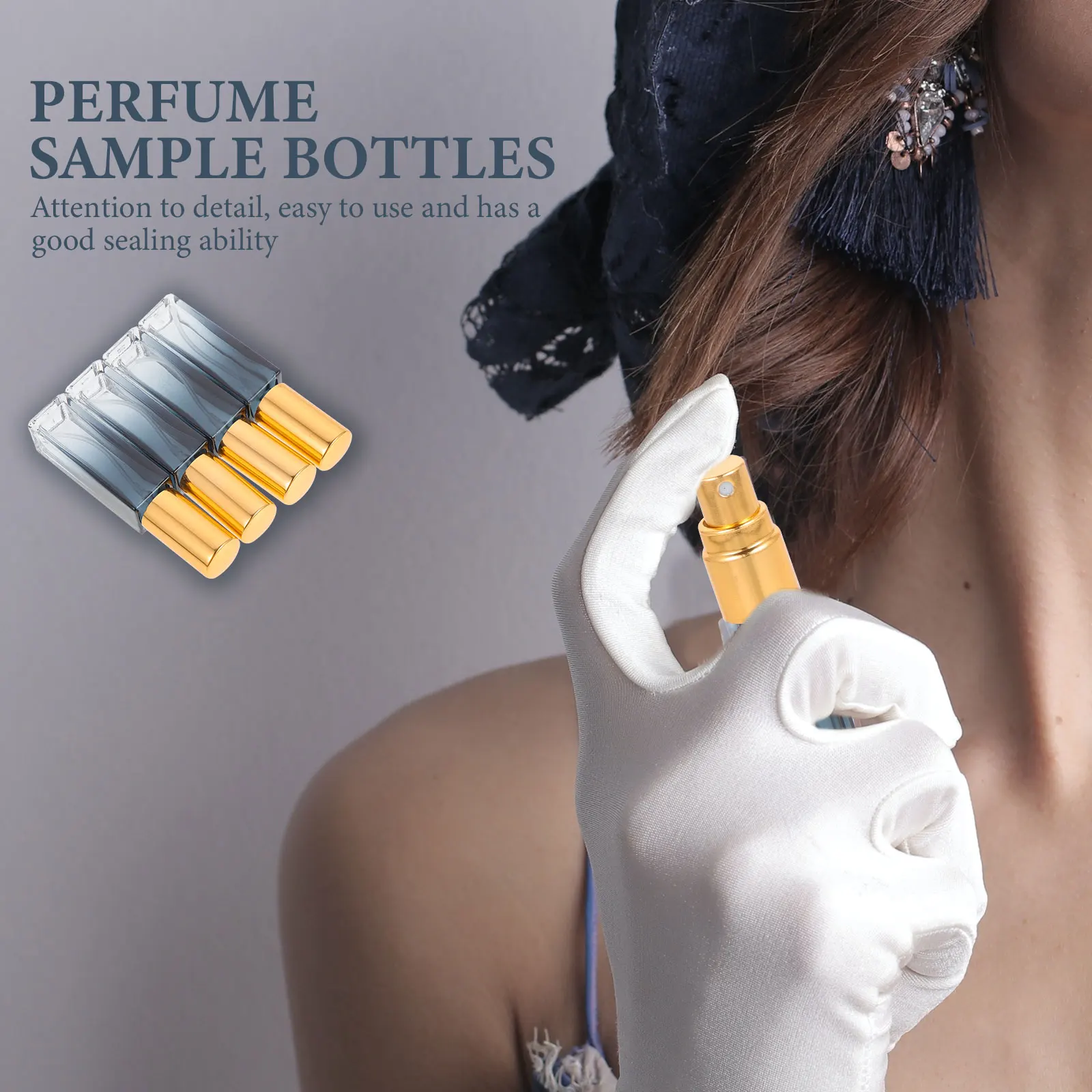 

4Pcs Glass Perfume Spray Bottles Refillable Travel -Packaging Containers for Essential Oils and Liquids