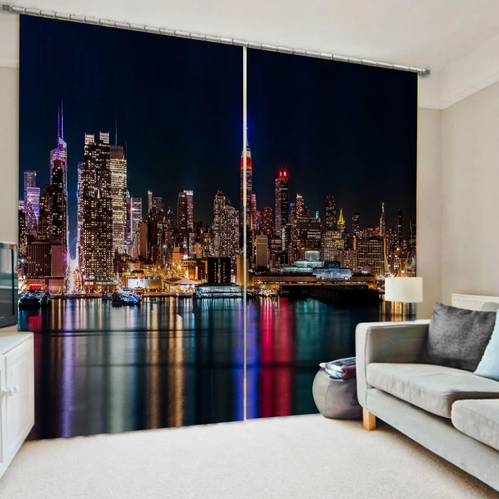 3D Print night view  Window Curtain for Kid Childern Boy Bedroom Living Room Home Hook