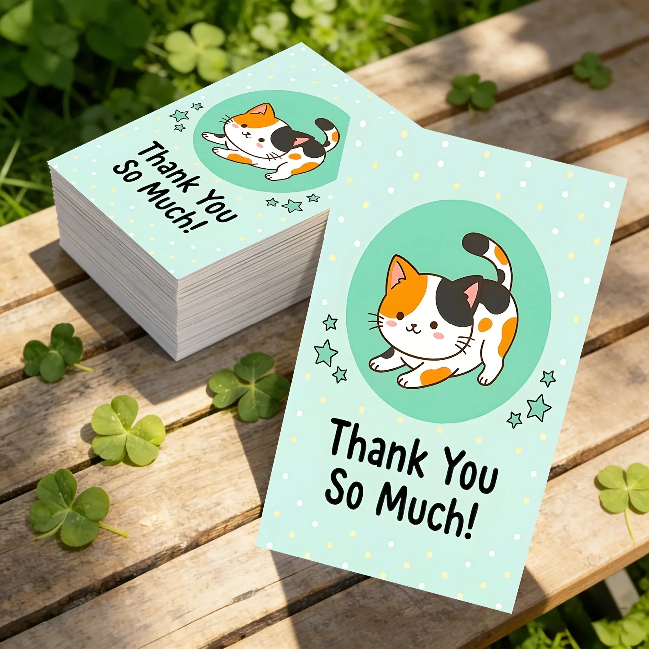 50PCS Cute and Adorable Cat and Star Matching Design Thank-you Cards, Suitable for Gatherings, Holiday Decorations, and Shops