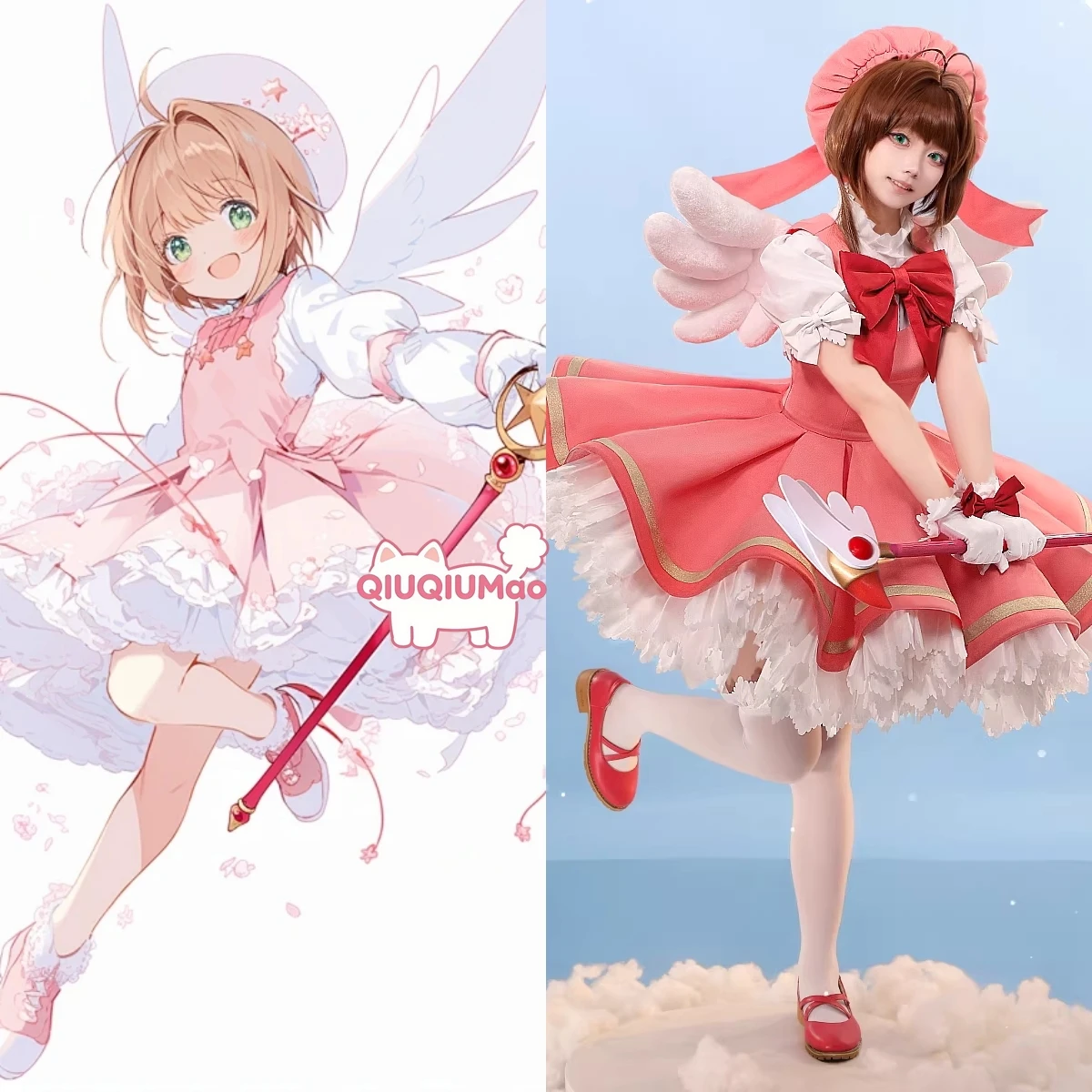 

Hot Cardcaptor Sakura Cosplay Costume Anime Sakura Role Playing Cute Lolita Red White Battle Outfit for Women Comic Con Party