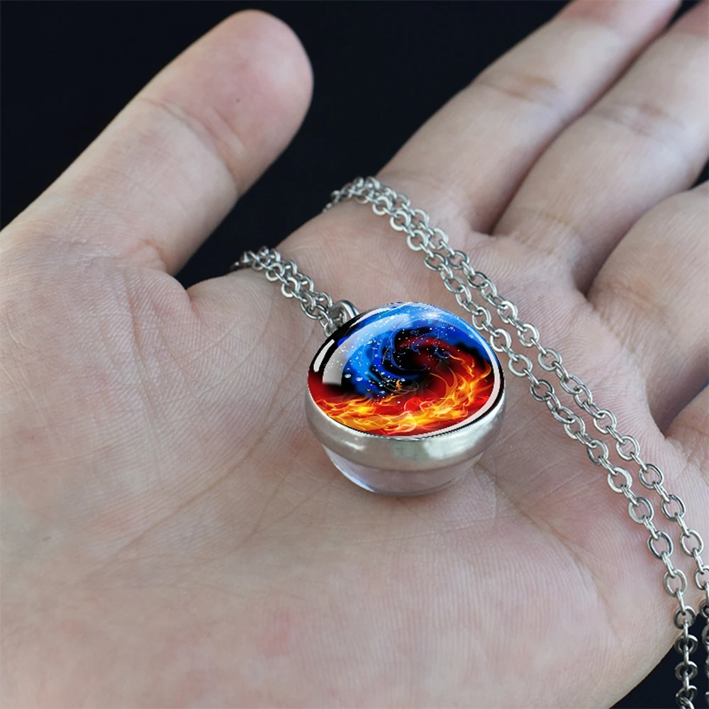 Luminous Nebula Necklaces Ice Fire Aurora Glass Ball Pendant Chains Necklace Women Men Glow In The Dark Planet Galaxy Jewelry