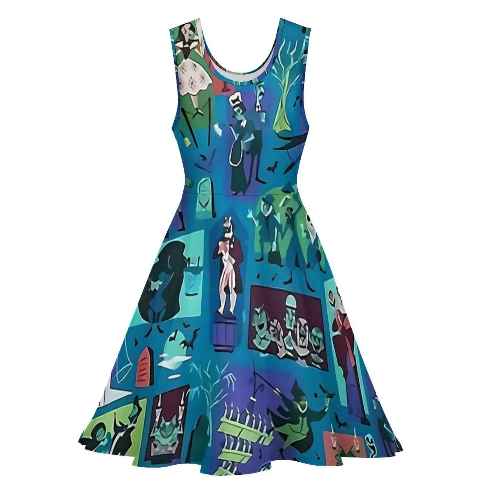 Haunted Mansion Dress Halloween Design Street Style Dresses Female Beach Skate Dress Summer Custom Vestidos Big Size