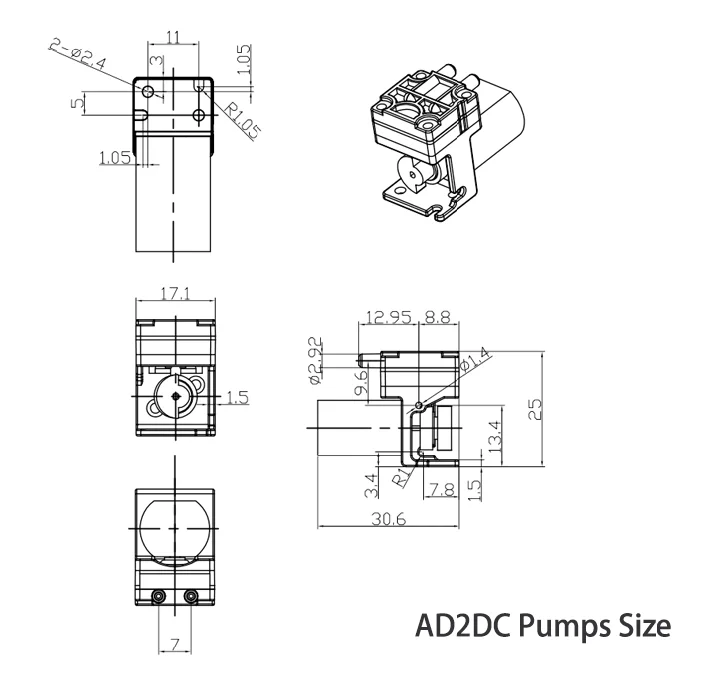 5V DC Brush Motor Mini Pump 500ml/min Silent Self Priming Vacuum Pump Micro Diaphragm Air Pump