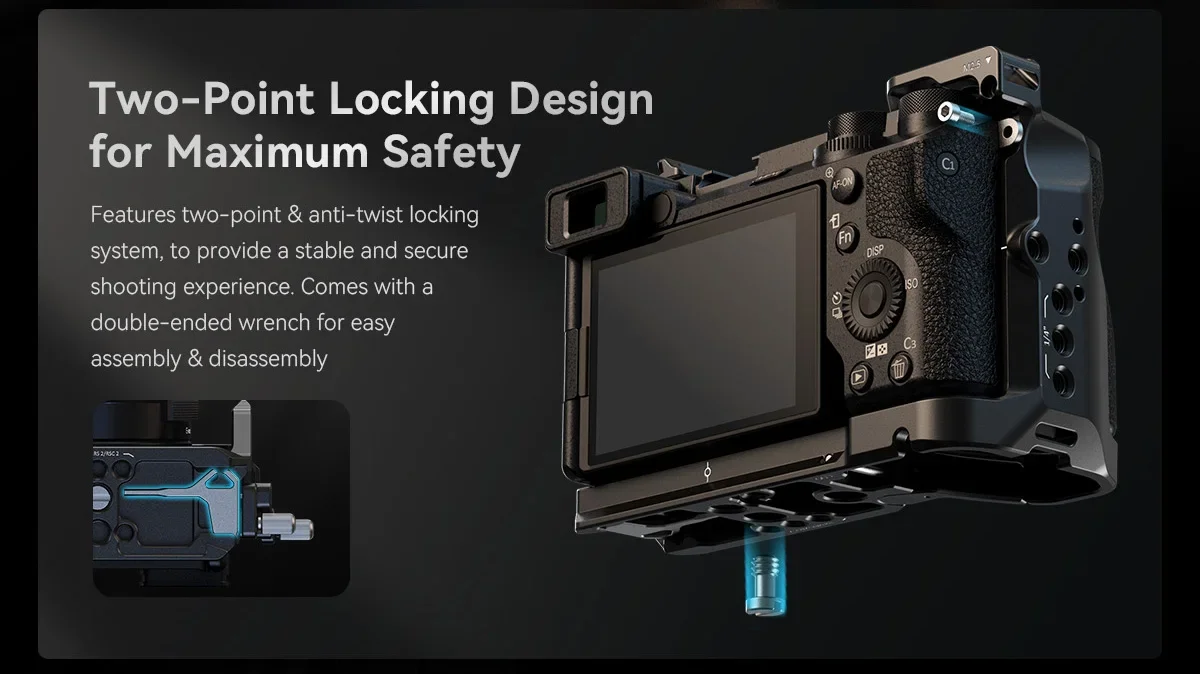 SmallRig A6700 Käfig-Set für Sony Alpha 6700, integrierte Schnellwechselplatte für Arca mit Kabelklemme für Schuhmontage 4336 – Detail 3