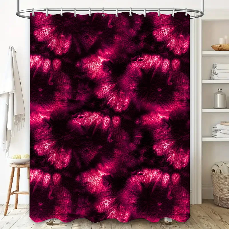 Modern Red Tie-Dye Shower Curtain Bath Decor for Home Bathroom Waterproof Fabric 72x84in (Red) AliExpress