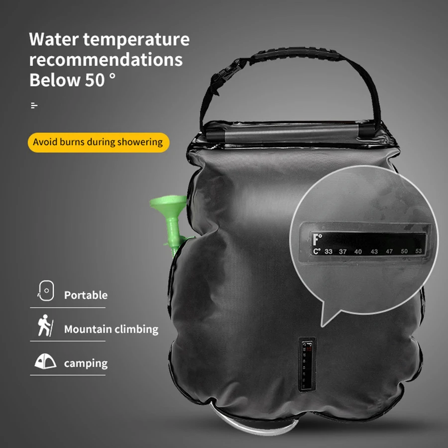 Solar Hot Water Bag 20L Shower Bag Outdoor Portable Camping Shower Bath Bag