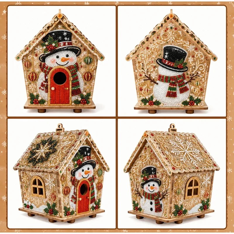DIY Perlenkunst Weihnachtshaus Diamant-Malerei-Set Lebkuchenhaus-Form Weihnachts-Hängeornament-Set für Heimdekoration Geschenk – Detail 11