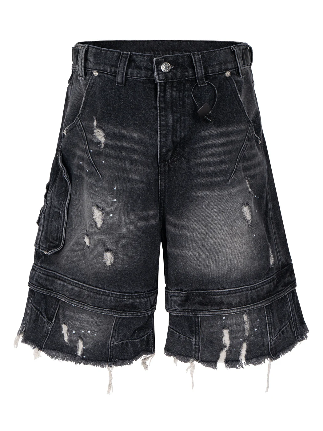 

Ретро-джинсы в американском стиле с эффектом потертости и брызгами чернил, широкие брюки-парашюты 7-дюймовой длины, модная рабочая одежда, джинсы с широкими штанинами 5-дюймовой длины для мужчин