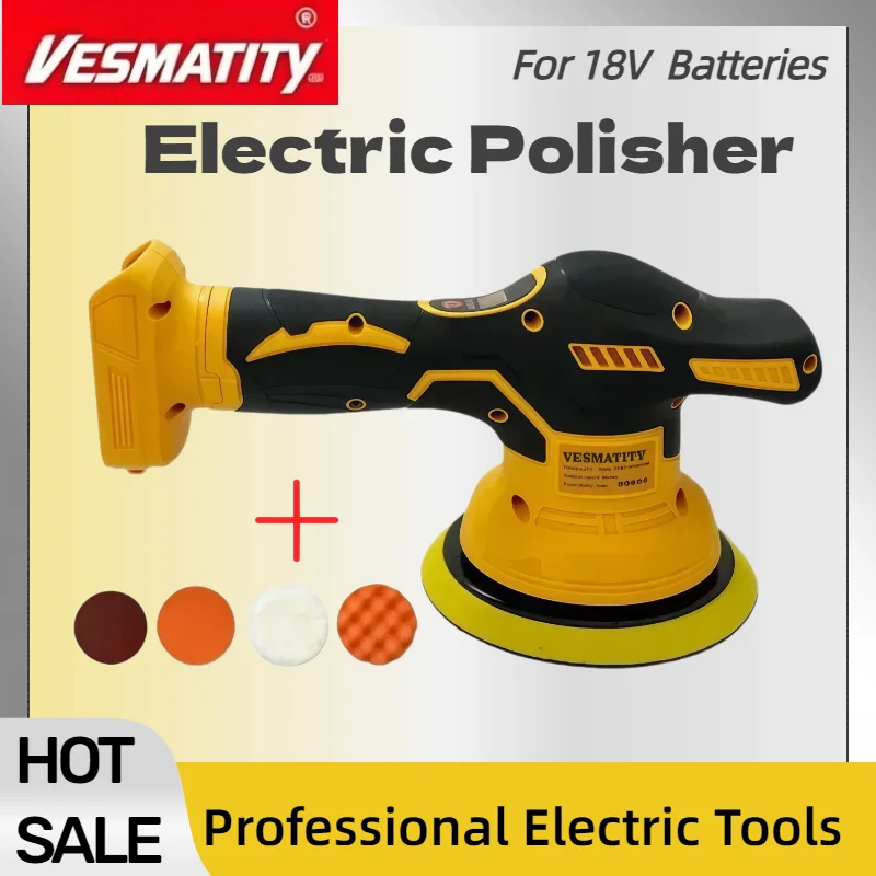 8‑Gears Cordless Digital Display Car Polisher Electric Waxing Polishing Machine Portable Tool for Car DetailingFor DEWALTBattery