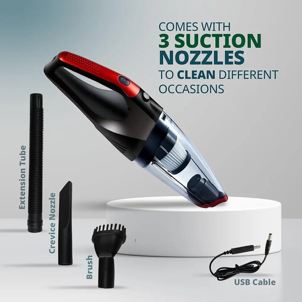 Pure Flower Cordless Car Vacuum Cleaner 6200PA High Suction Wireless Handheld Tool USB Quick Charge Multi-Functional Home Office