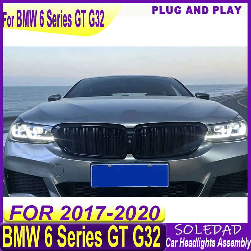 Car Styling Head Lamps For 2017-2020 BMW 6 Series GT G32 Modified with DRL LED Dual-Color Spoon Golden Eye Headlight Assemblies