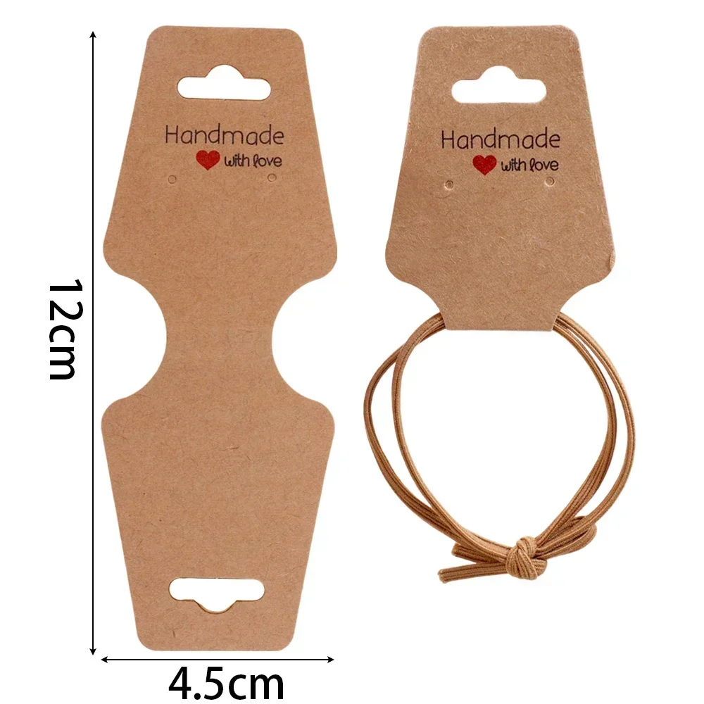 Jewelry Display Card Price Tag Foldable Kraft Paper Card for Necklace Bracelet Headband Hairband Hanging Label Packing Holder
