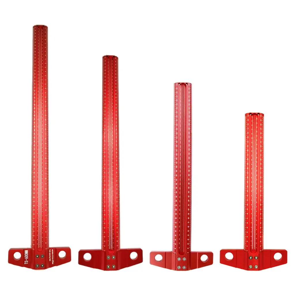 Woodworking Scribing Ruler Precision Marking Gauge Aluminum Alloy T Square Hole Positioning Tool for Line Drawing