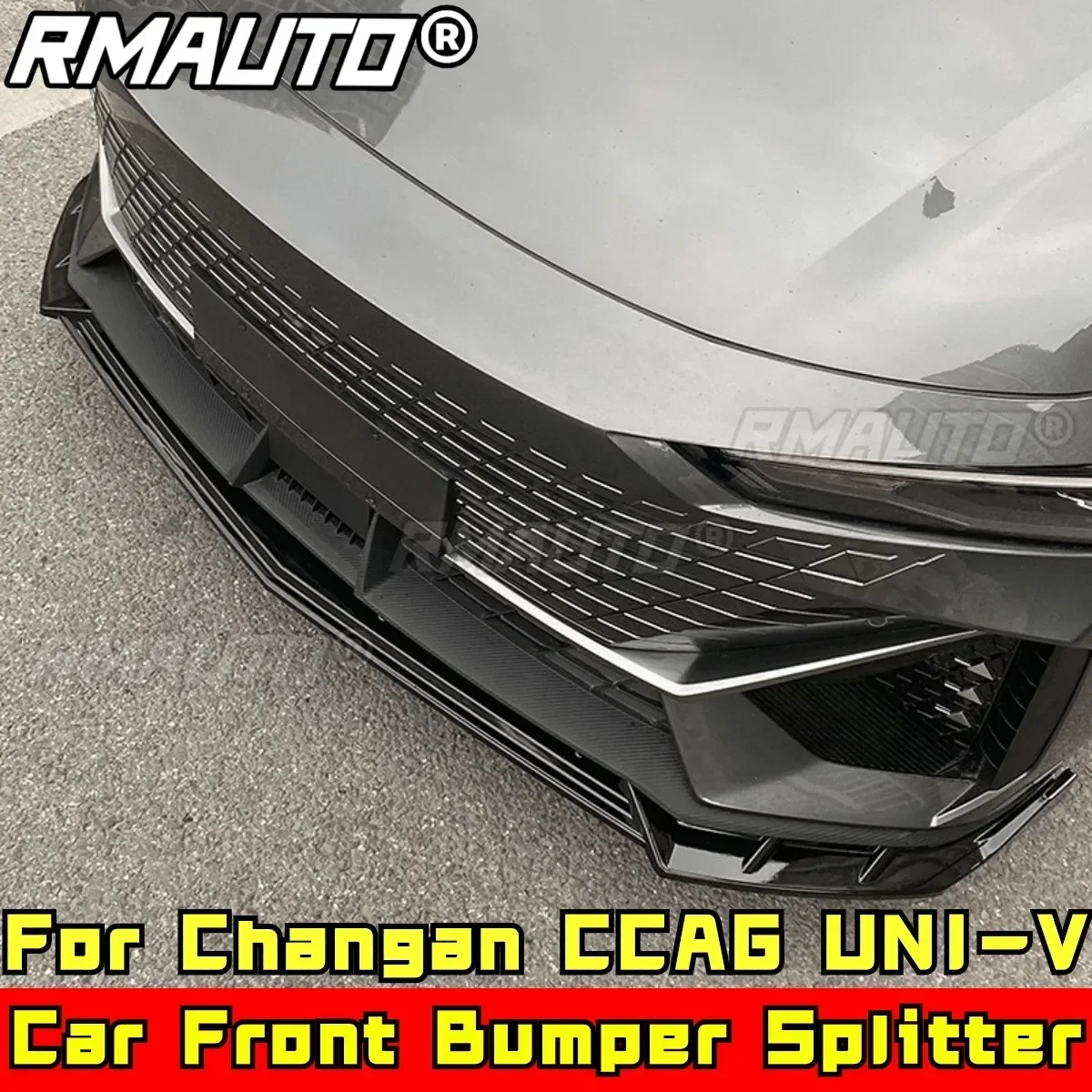 For Changan CCAG UNI-V Body Kit Front Bumper Lip Spoiler Glossy Black Sport Style Front Bumper Diffuser Guard Car Accessories