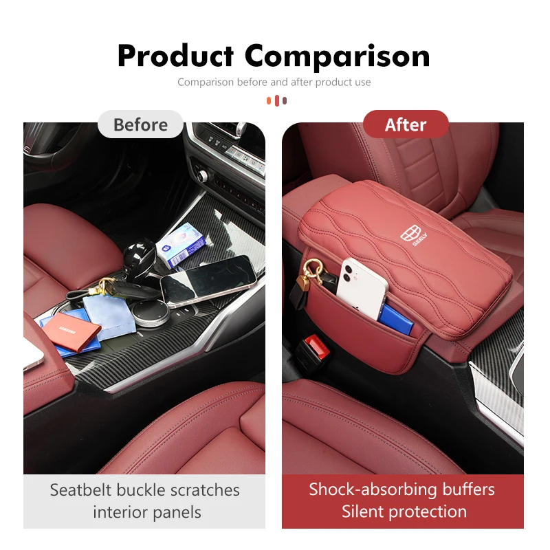 Car Armrest Pad Cover Auto Seat Box Wave Protection Cushion For Geely Monjaro Atlas Tugella Geometry C Coolray Emgrand ec