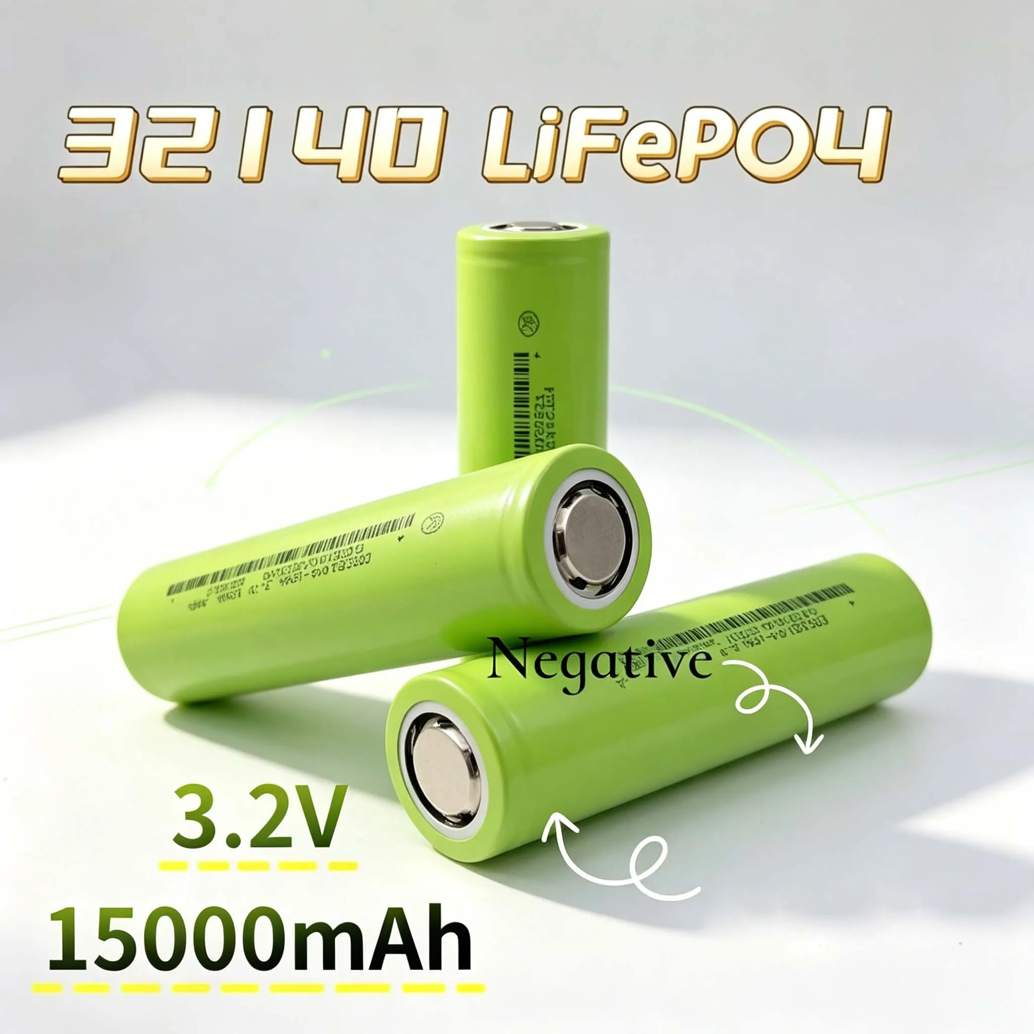 32140 A‑Grade LiFePO4 Rechargeable Battery 3.2V 15Ah 48Wh Deep Cycle High Capacity Cell For Electric Scooter Solar Energy System