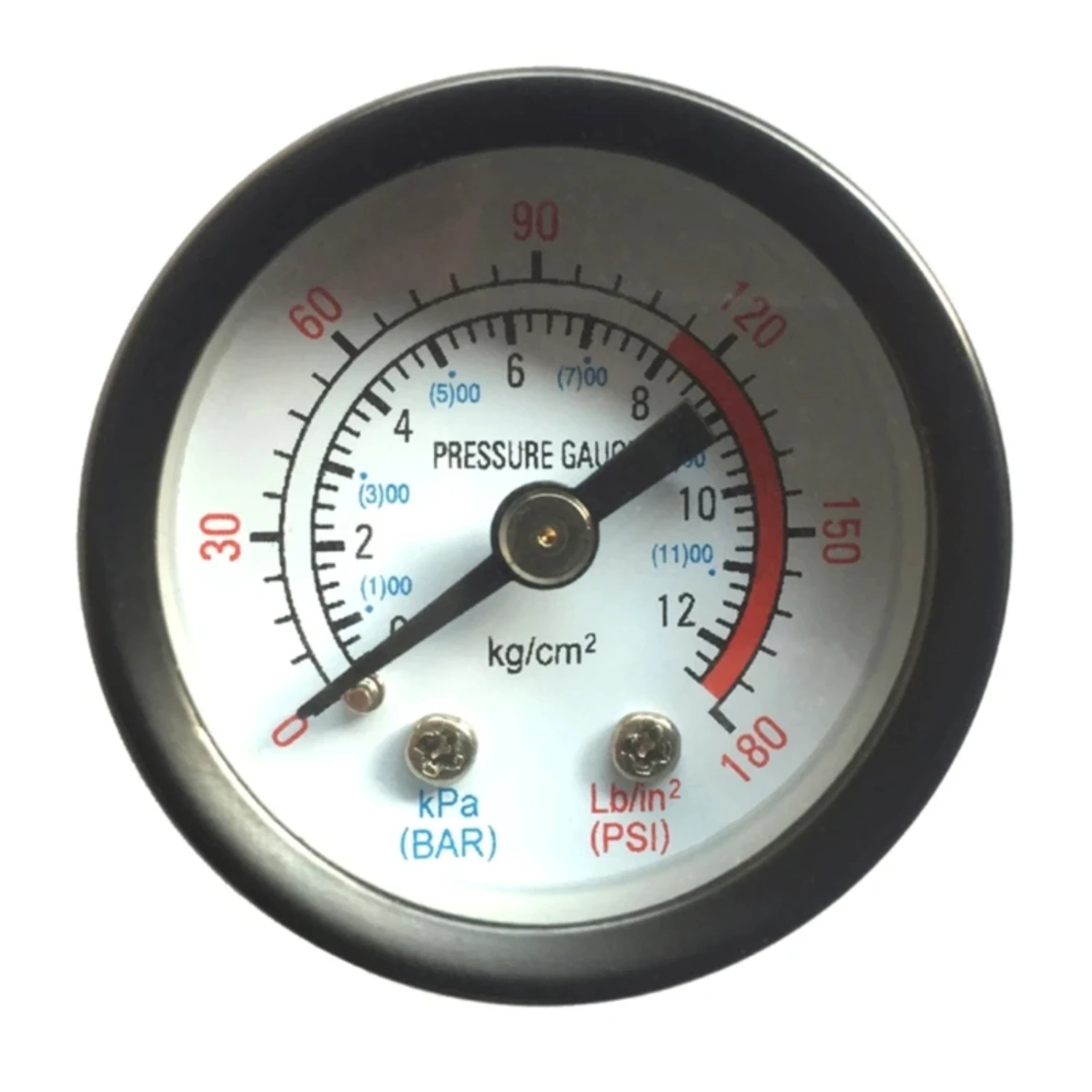 0~180PSI 0-12Bar Utility Air Pressure Gauge Fitting Connection  Air Compressor Water Oil Gas- Diameter 4.2cm