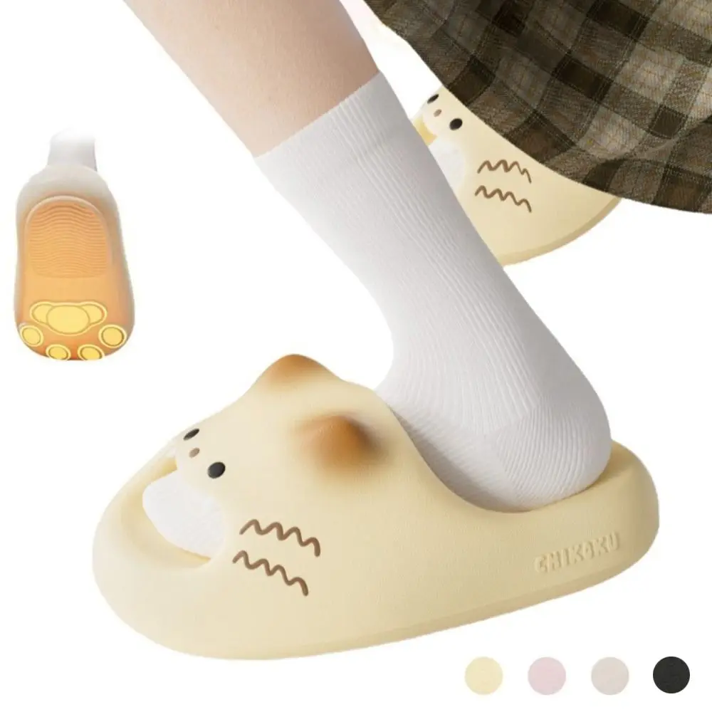 Adorable Waterproof Cat Slippers Bottom Cat Paw Closed Toe Cat Paw Slippers Anti Slip Soft Bottom Ladies Slippers Home image 2