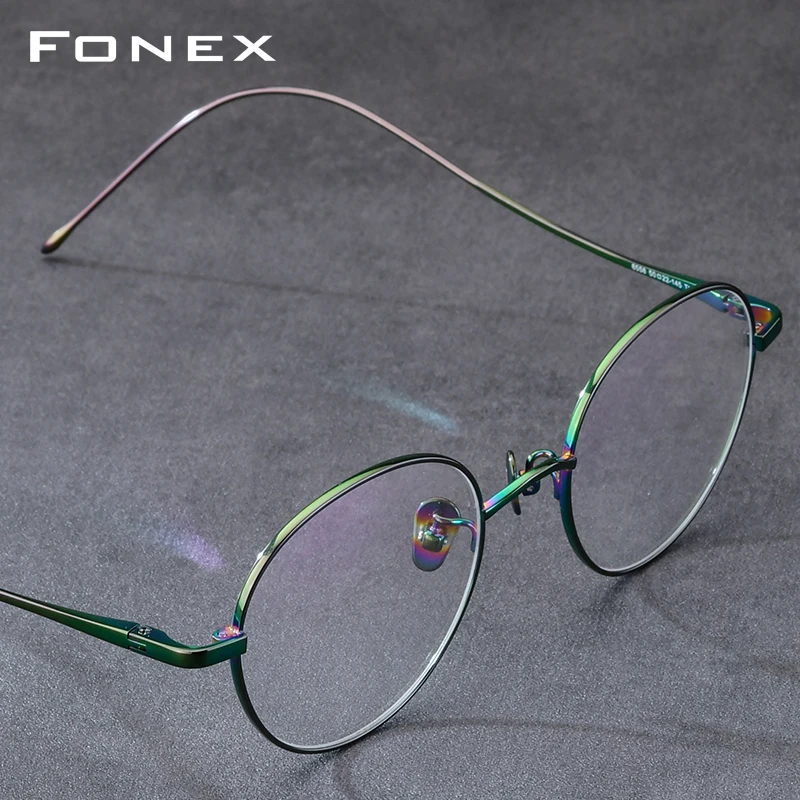 FONEX Titanium Eyeglasses Frame Women Fashion Brand Design Retro Glasses Ultralight Japanese High Quality Round Eyewear 8558