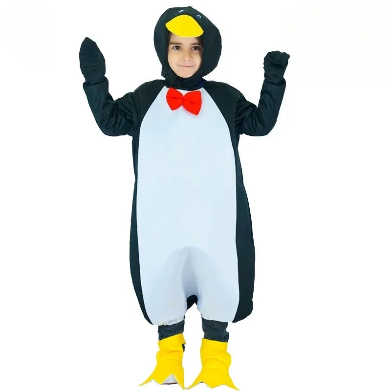 زي Penguin التنكري لجميع القديسين بذلة على شكل حيوانات لكامل الجسم للفتيات والأولاد وحفلات الهالوين وعروض المسرح المدرسية