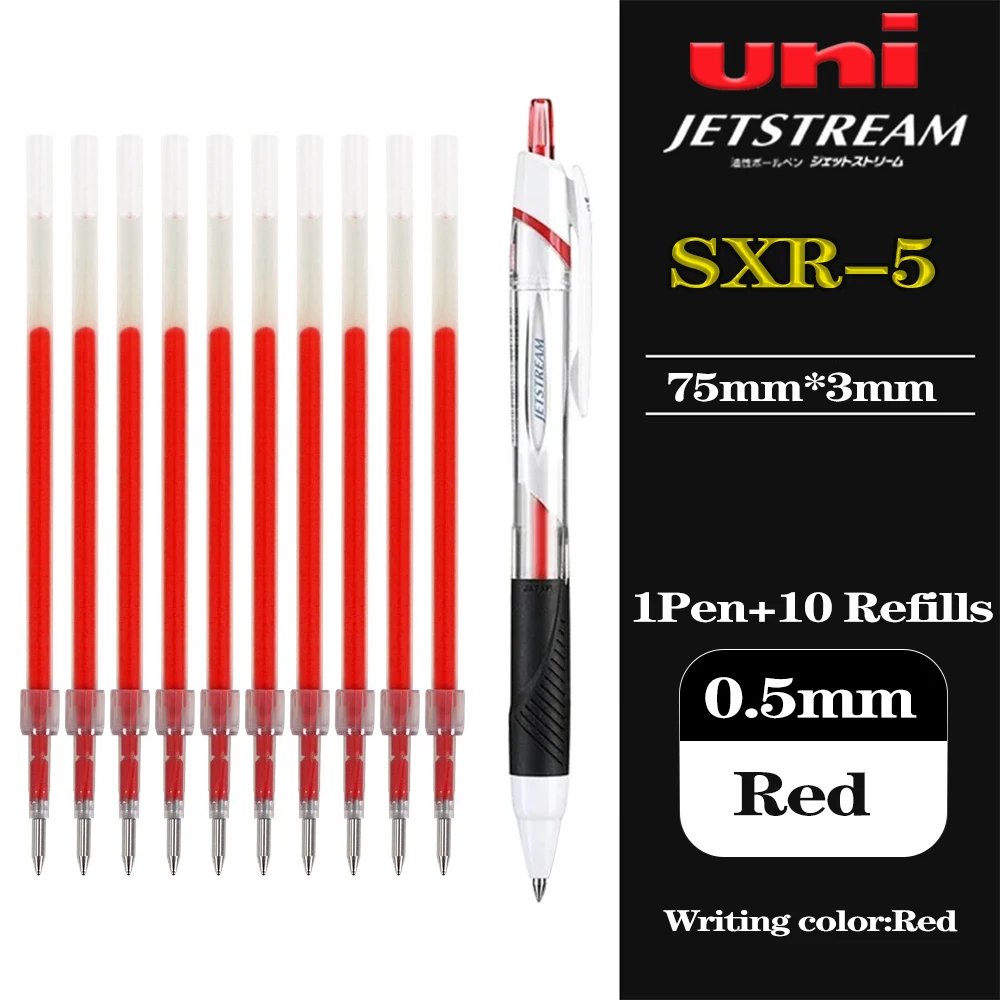 10PCS Japan UNI JETSTREAM Ballpoint Pen Refills SXR-5/7 Back To