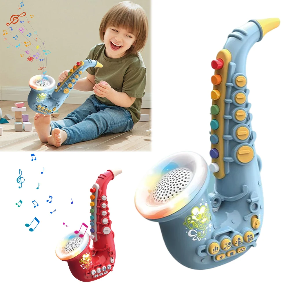 Kids Toy Saxophone Toy Trumpet with Light Music Kids Instruments Musical Instrument Toy for 3 4 5 6 7 Year & Up Old Boy Girls