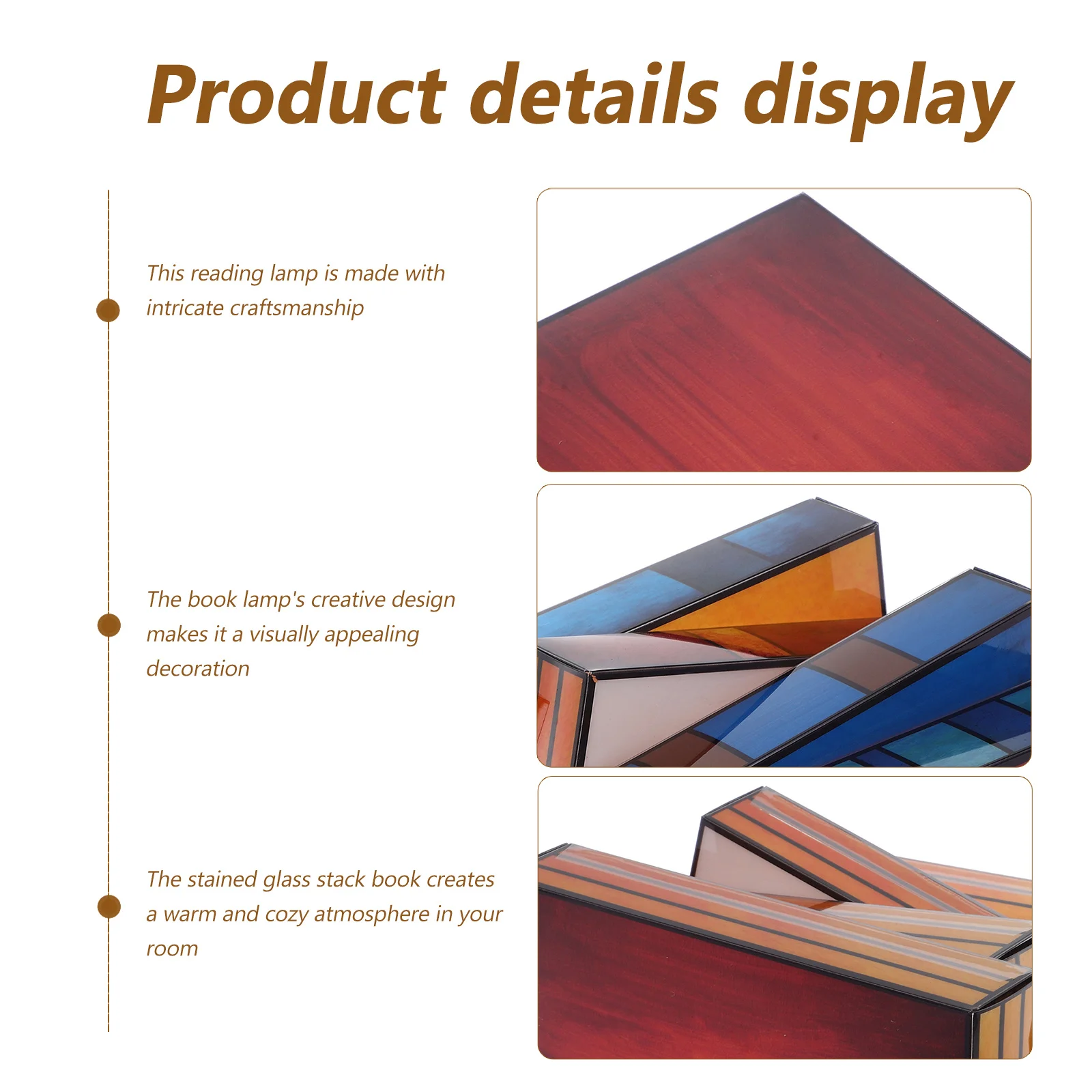 

Stained Glass Stacked Books Lamp Intricate Craftsmanship Desk Lamp for Bedroom Reading Soft Light Color Decorative Gift