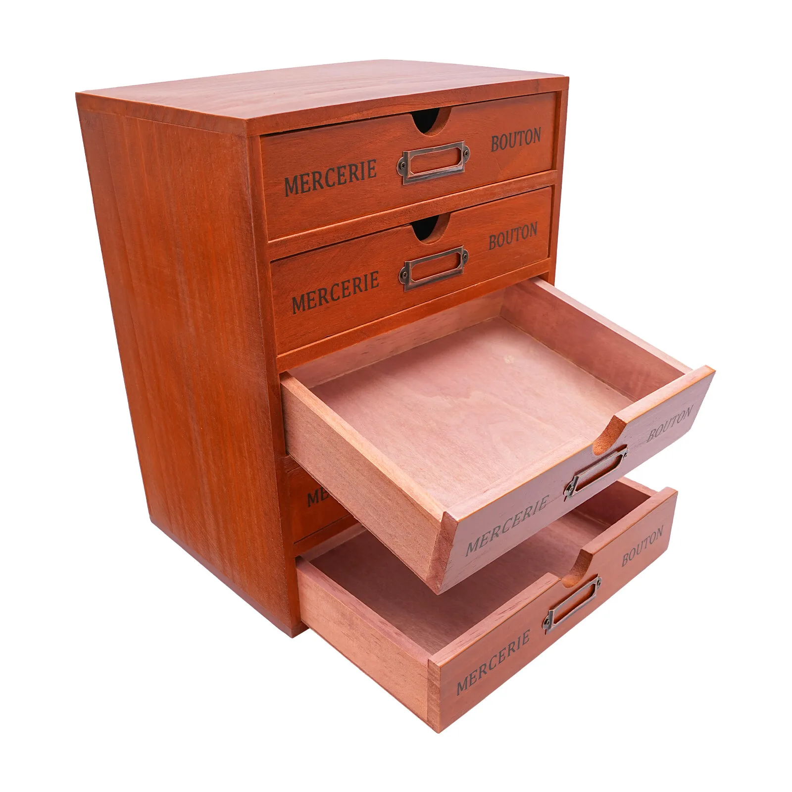 5-Drawer Desktop Organizer – Wooden, Brown. Ready To Use, Sturdy. For Teachers/Professionals, Office/Home, Easy To Clean