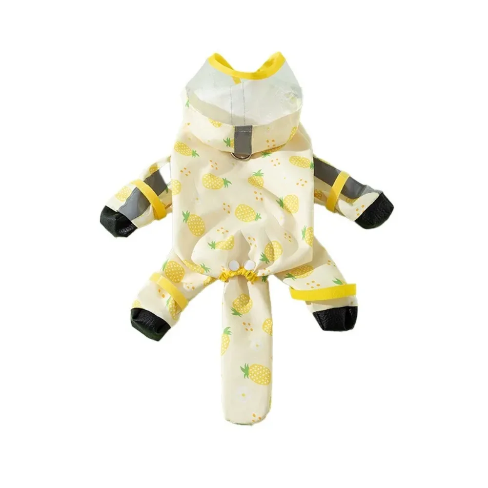 1 Stück Hunde-Regenmantel, 4-Bein-Vollschutz, wasserdicht, mit Leinenhaken, Kapuze, reflektierend, Haustier-Regenjacke mit Stiefeln und abnehmbarem Schwanzschutz – Detail 1