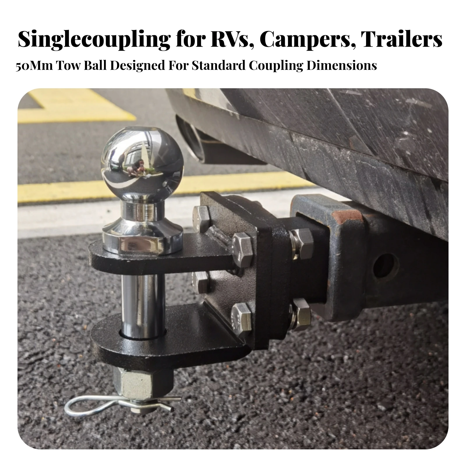Tow Hitch with 50mm Ball Head Secure Trailer Hitch with Mounting Bracket Hardware Powder Coated for Caravan Owners