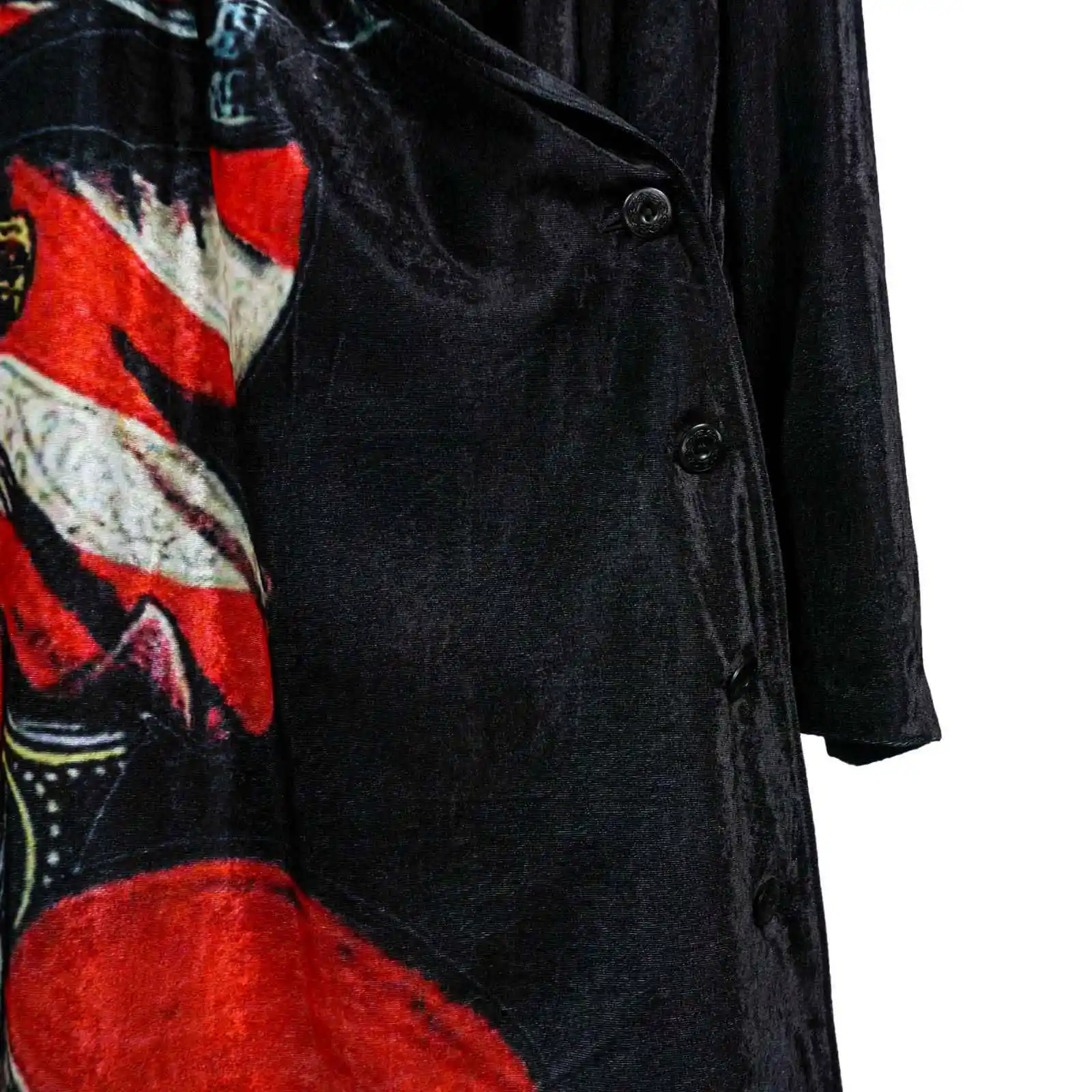 TOP-YAMAMOTO's Original Design, Dark and Niche Black Loose Trousers, Velvet Printed Knight's Trench Coat