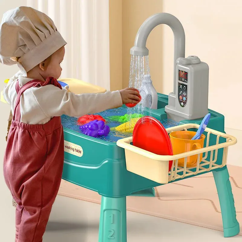

Montessori Dishwasher Toy with Sensor Tap - Veggie Washing Station & Realistic Sounds, Water-Saving Pretend Play for Kids 6+