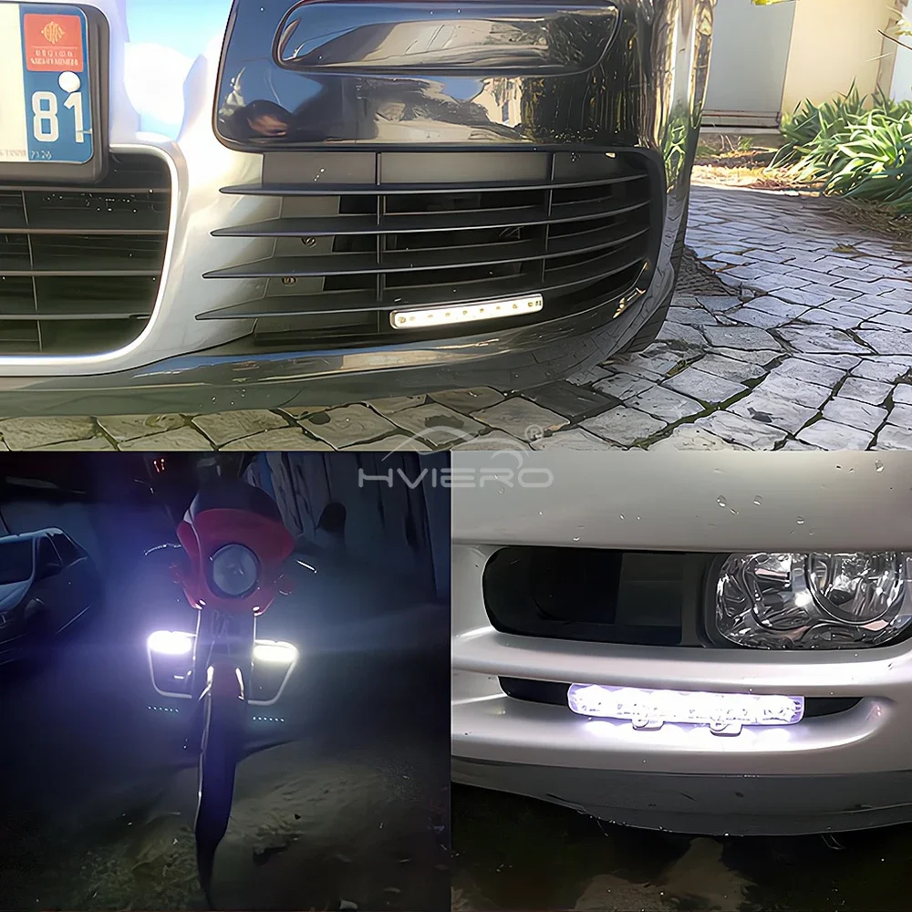 1 pçs carro drl daytime running light lente à prova dwaterproof água 8led branco 12v 24v ultra brilhante farol lâmpada de estacionamento luz nevoeiro automática luz do dia