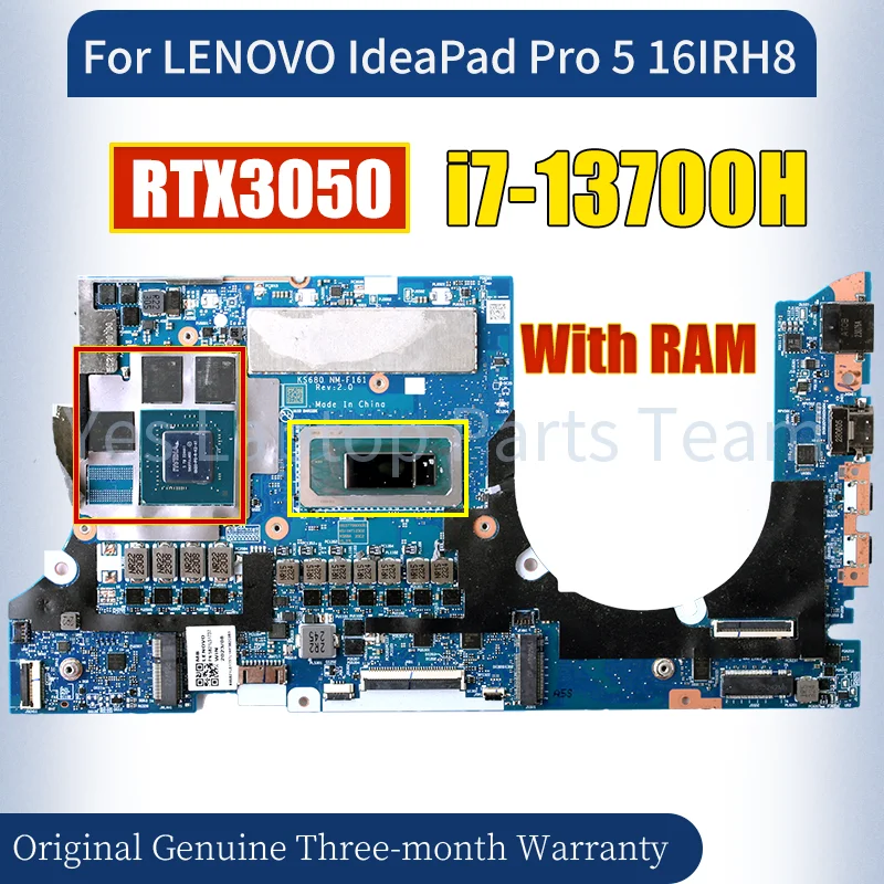 NM-F161 For LENOVO IdeaPad Pro 5 16IRH8 Laptop Mainboard 5B21L51737 SRMJ1 i7-13700H RTX3050 3G With RAM Notebook Motherboard