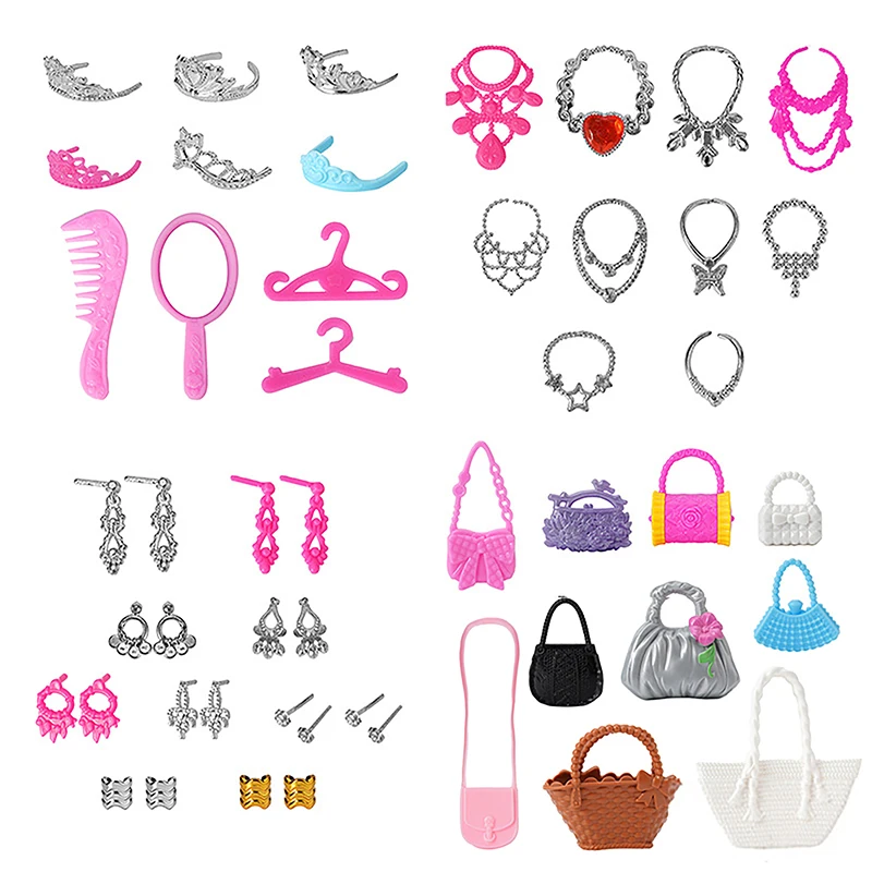 20PCS Universal Earrings Bracelets Crown For 1/6 Doll Accessories Fashion Set Girl's Doll Jewelry DIY Decoration Toy