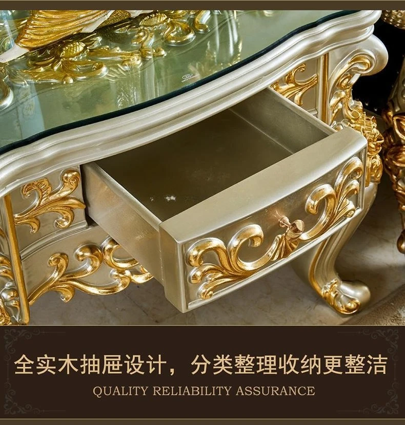 Роскошные ящики для гостиной, шкафы для хранения вещей, золотые и серебряные приставные столики.