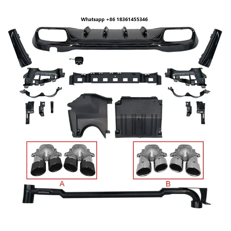 

For C-Class W206 up to C43 Style Diffuse 2022-2025High Quality Exhaust Pipe Rear Diffuser Upgrade C43 Rear Lip