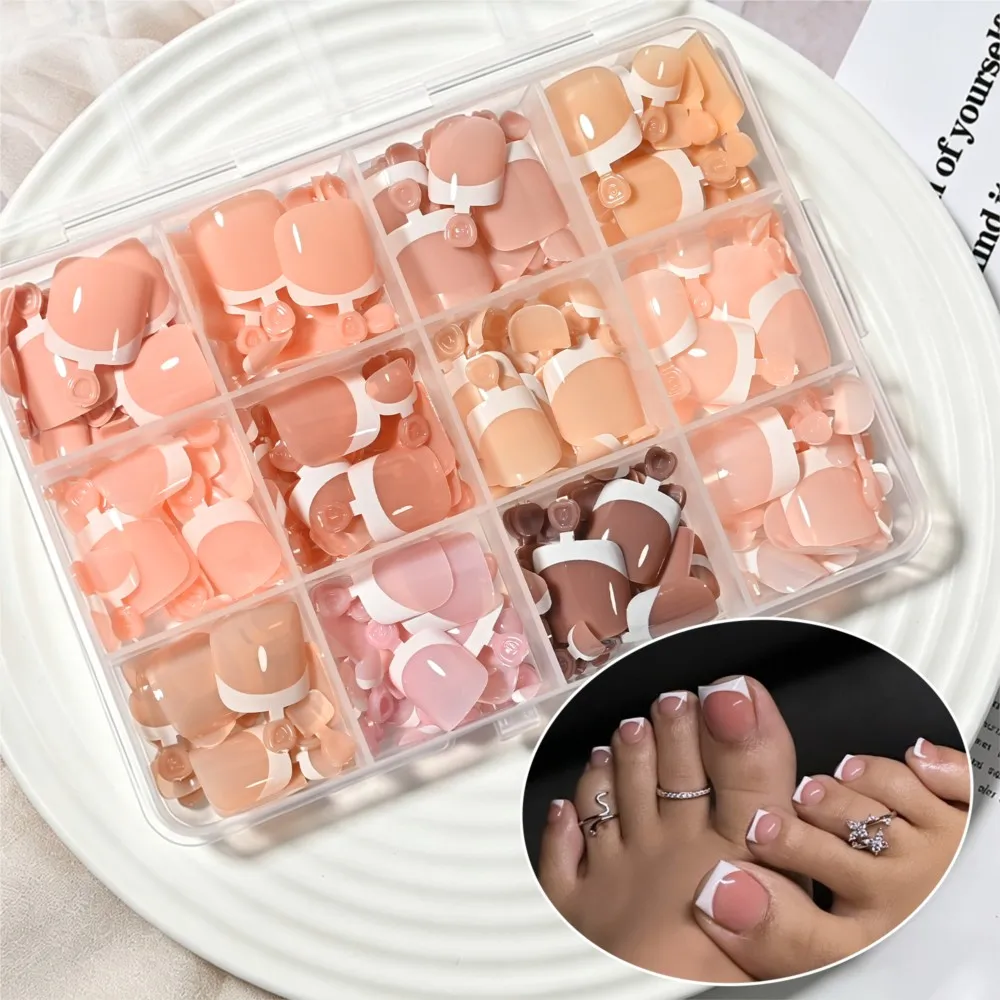 288-pecas-de-unhas-posticas-curtas-quadradas-em-caixa-nas-cores-nude-rosa-marrom-e-branco-com-ponta-francesa-para-mulheres-e-meninas-unhas-posticas-de-verao