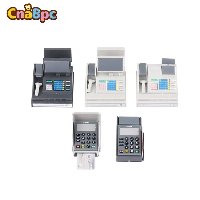 1Set Doll House Mininature Simulation Cash Register Card Reader POS Supermarket Store Card Machine Scanner Model Pretend PlayToy