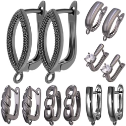 Juya 2 4 unids/lote DIY negro no se decolora Material antialérgico sujetador Schwenzy ganchos de alambre para las orejas para mujeres suministros para hacer pendientes
