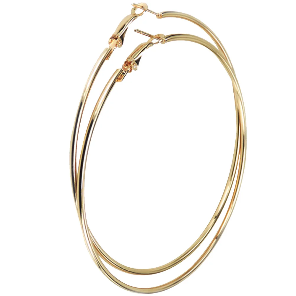 8 سنتيمتر أقراط معدنية مستديرة كبيرة للجنسين السلس خفيفة الوزن هيبوالرجينيك ترصيع للنساء الرجال الذهب بيان كبير مجوهرات #4