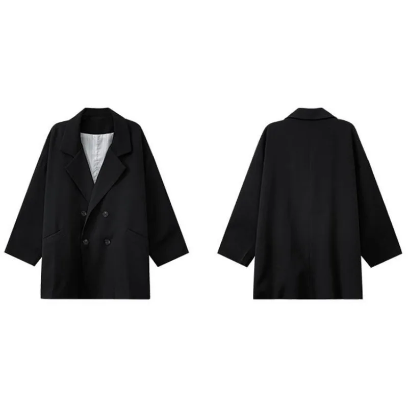 Oversize blezer kobiety garnitur w koreańskim stylu szykowny czarny blezer płaszcz na co dzień Streetwear luźne kurtki solidne damskie kurtki studenckie — zdjęcie 7